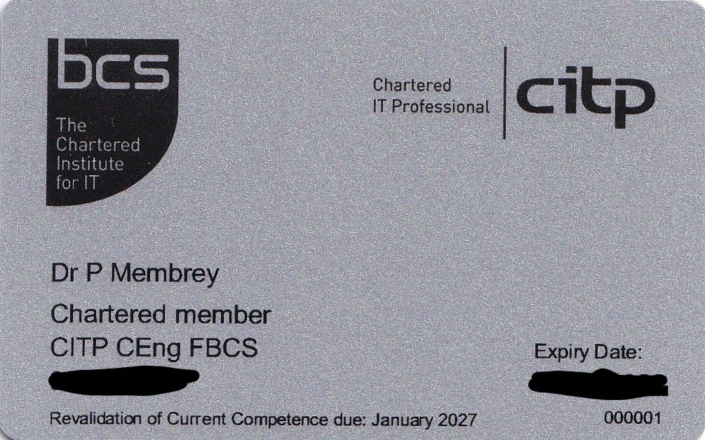 New BCS membership card